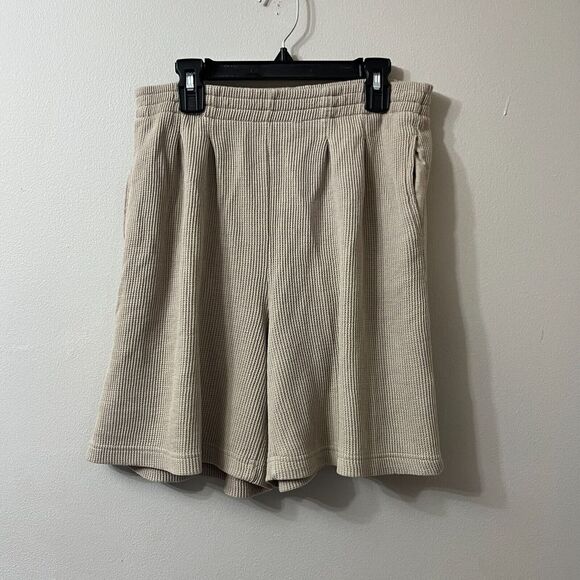 Express Tricot Womens Beige Stretch Pull On Casual Sweat Shorts Small Wide Leg - Picture 5 of 9